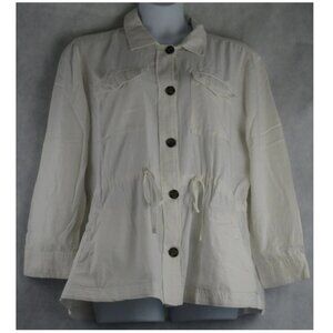 Style & Co Women's Plus Size Linen Blend Field Jacket, Shiitake Off-White, 1X